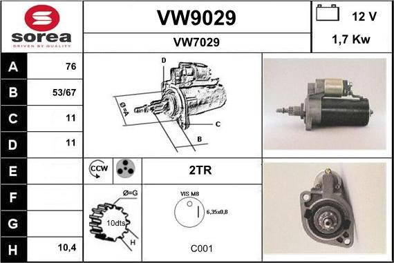 SNRA VW9029 - Starteris adetalas.lv