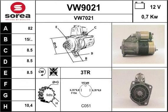 SNRA VW9021 - Starteris adetalas.lv