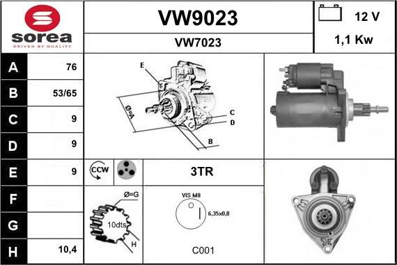 SNRA VW9023 - Starteris adetalas.lv