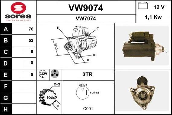 SNRA VW9074 - Starteris adetalas.lv