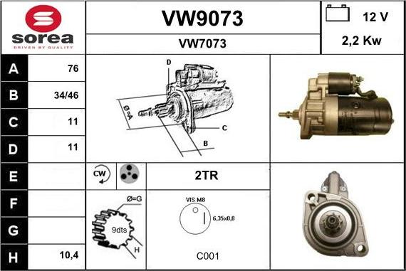 SNRA VW9073 - Starteris adetalas.lv