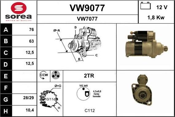 SNRA VW9077 - Starteris adetalas.lv