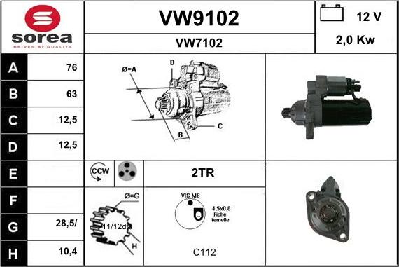 SNRA VW9102 - Starteris adetalas.lv