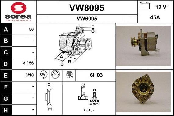 SNRA VW8095 - Ģenerators adetalas.lv