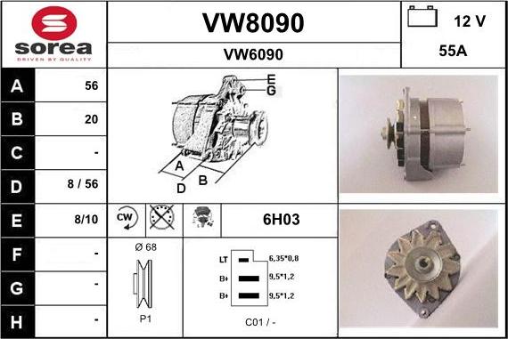 SNRA VW8090 - Ģenerators adetalas.lv