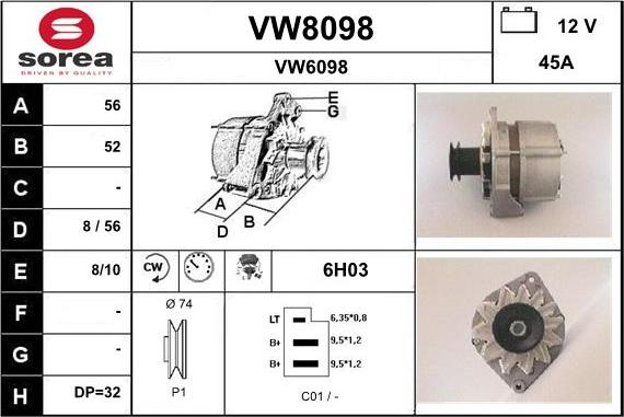 SNRA VW8098 - Ģenerators adetalas.lv