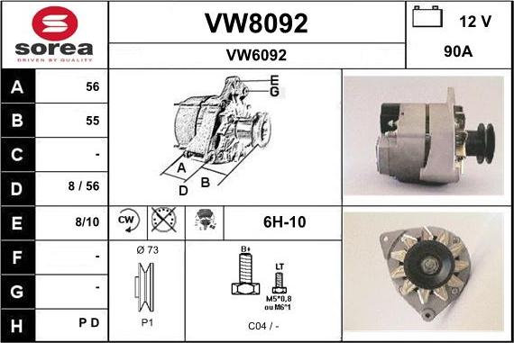 SNRA VW8092 - Ģenerators adetalas.lv