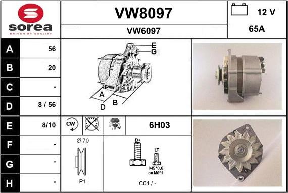 SNRA VW8097 - Ģenerators adetalas.lv