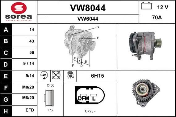 SNRA VW8044 - Ģenerators adetalas.lv