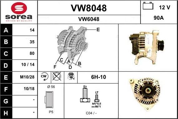 SNRA VW8048 - Ģenerators adetalas.lv