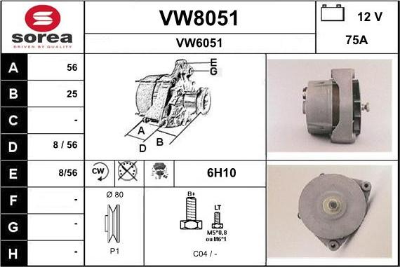 SNRA VW8051 - Ģenerators adetalas.lv