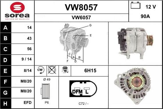 SNRA VW8057 - Ģenerators adetalas.lv