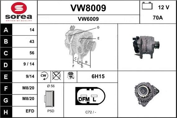 SNRA VW8009 - Ģenerators adetalas.lv