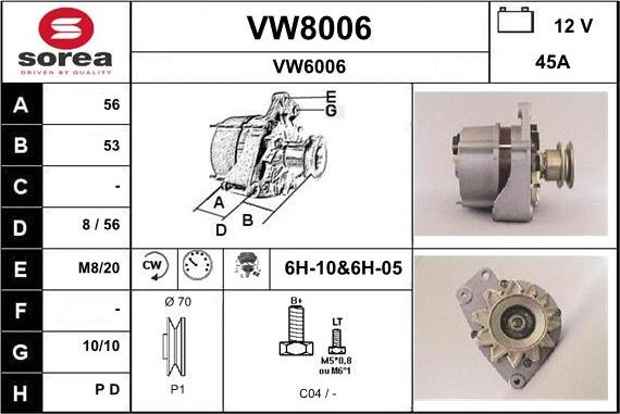 SNRA VW8006 - Ģenerators adetalas.lv