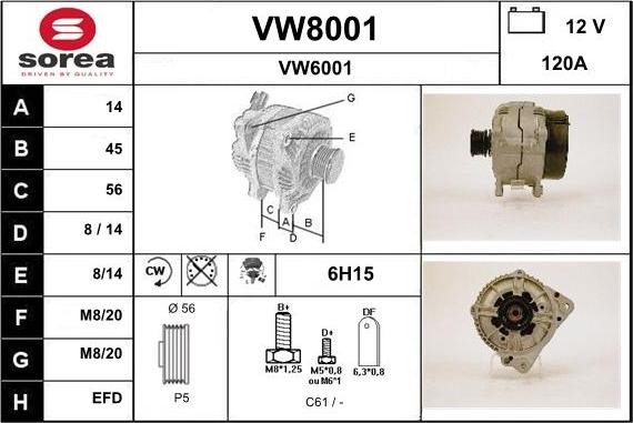 SNRA VW8001 - Ģenerators adetalas.lv