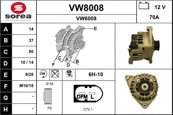 SNRA VW8008 - Ģenerators adetalas.lv