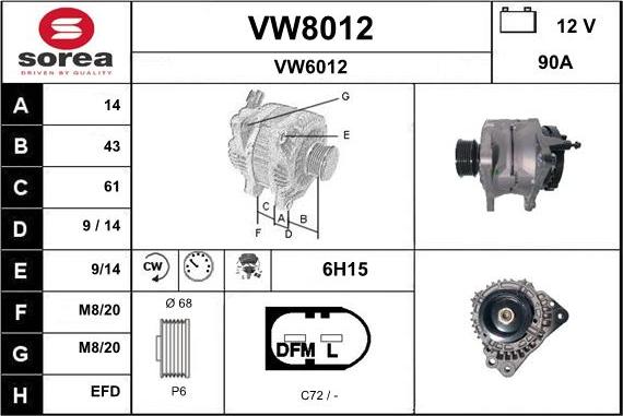 SNRA VW8012 - Ģenerators adetalas.lv