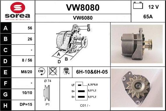 SNRA VW8080 - Ģenerators adetalas.lv