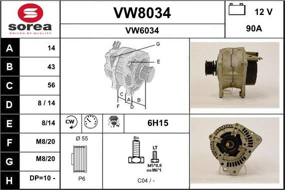 SNRA VW8034 - Ģenerators adetalas.lv