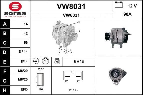 SNRA VW8031 - Ģenerators adetalas.lv