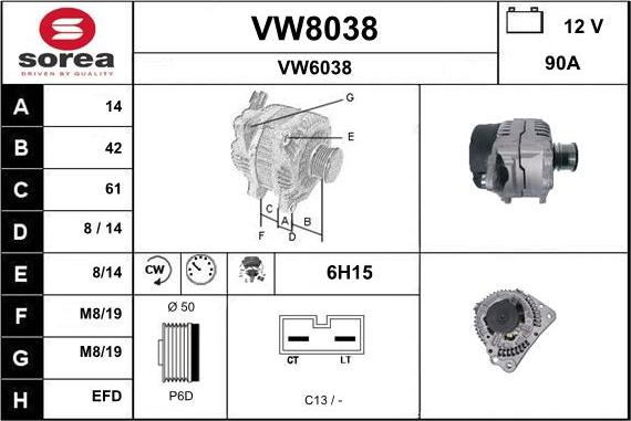 SNRA VW8038 - Ģenerators adetalas.lv