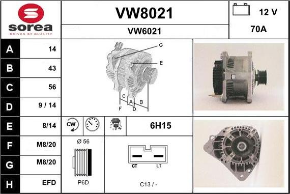 SNRA VW8021 - Ģenerators adetalas.lv