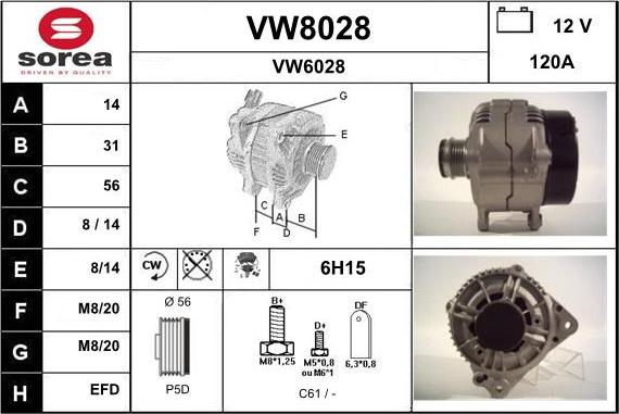 SNRA VW8028 - Ģenerators adetalas.lv