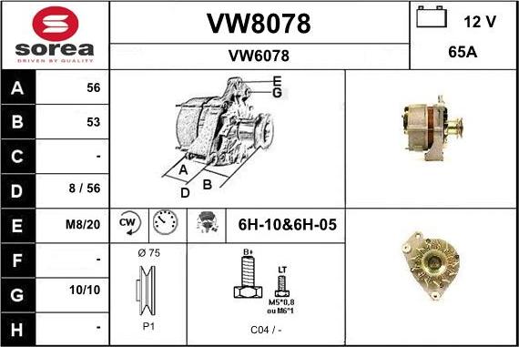 SNRA VW8078 - Ģenerators adetalas.lv