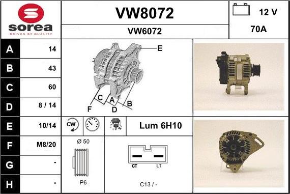 SNRA VW8072 - Ģenerators adetalas.lv