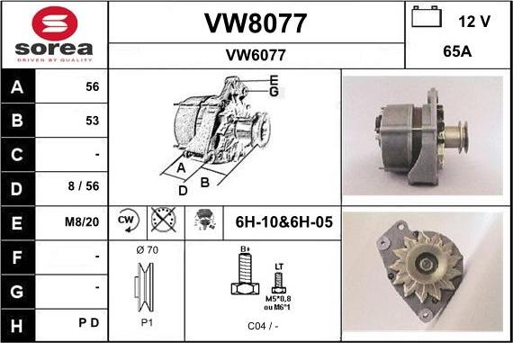 SNRA VW8077 - Ģenerators adetalas.lv