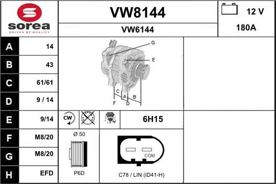 SNRA VW8144 - Ģenerators adetalas.lv