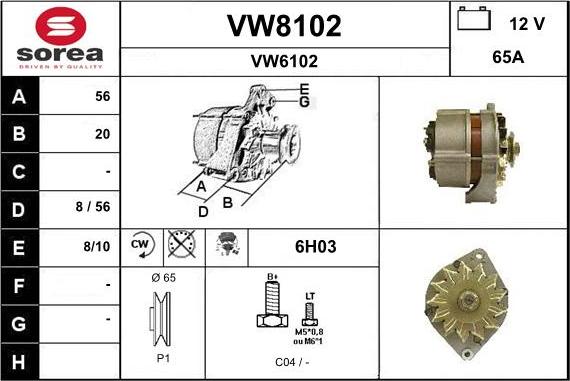 SNRA VW8102 - Ģenerators adetalas.lv