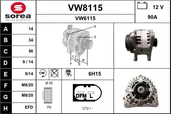 SNRA VW8115 - Ģenerators adetalas.lv