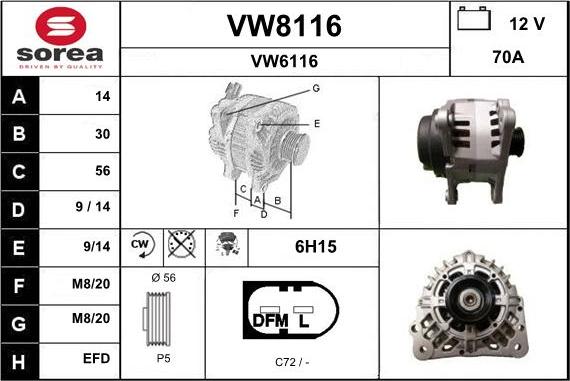 SNRA VW8116 - Ģenerators adetalas.lv