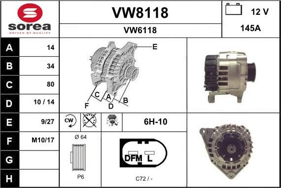 SNRA VW8118 - Ģenerators adetalas.lv