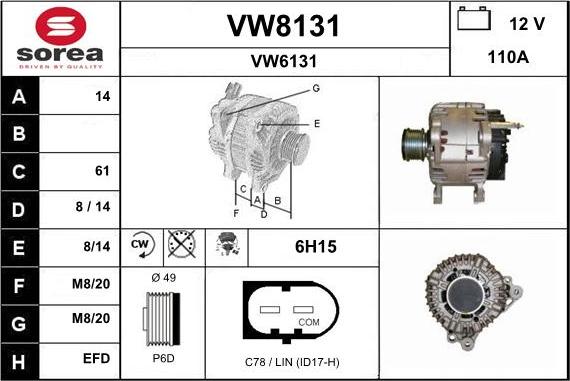 SNRA VW8131 - Ģenerators adetalas.lv