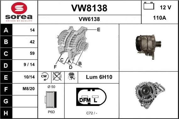 SNRA VW8138 - Ģenerators adetalas.lv