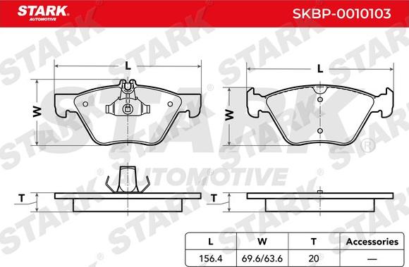 Stark SKBP-0010103 - Bremžu uzliku kompl., Disku bremzes adetalas.lv