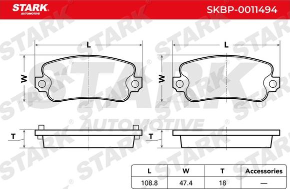 Stark SKBP-0011494 - Bremžu uzliku kompl., Disku bremzes adetalas.lv