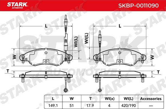 Stark SKBP-0011090 - Bremžu uzliku kompl., Disku bremzes adetalas.lv