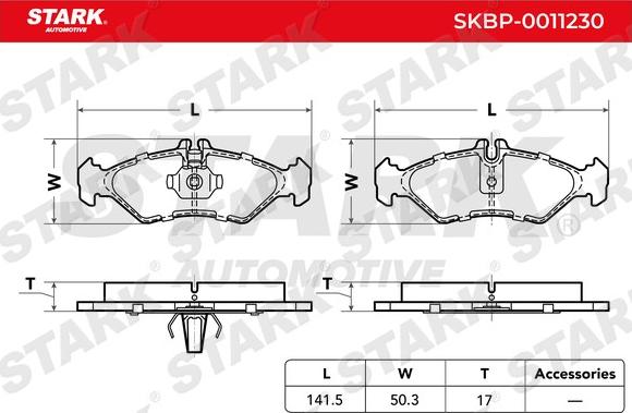 Stark SKBP-0011230 - Bremžu uzliku kompl., Disku bremzes adetalas.lv