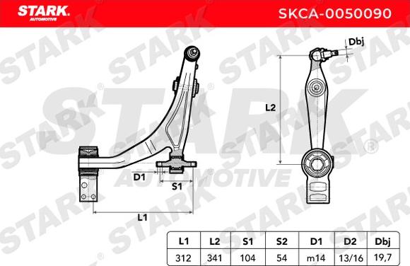 Stark SKCA-0050090 - Neatkarīgās balstiekārtas svira, Riteņa piekare adetalas.lv