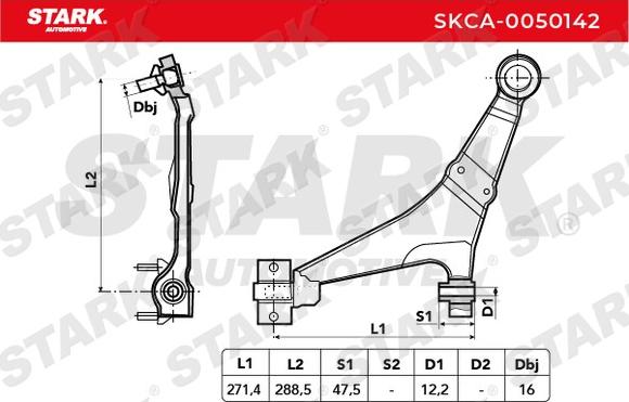 Stark SKCA-0050142 - Neatkarīgās balstiekārtas svira, Riteņa piekare adetalas.lv