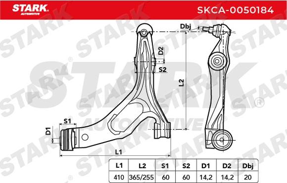 Stark SKCA-0050184 - Neatkarīgās balstiekārtas svira, Riteņa piekare adetalas.lv