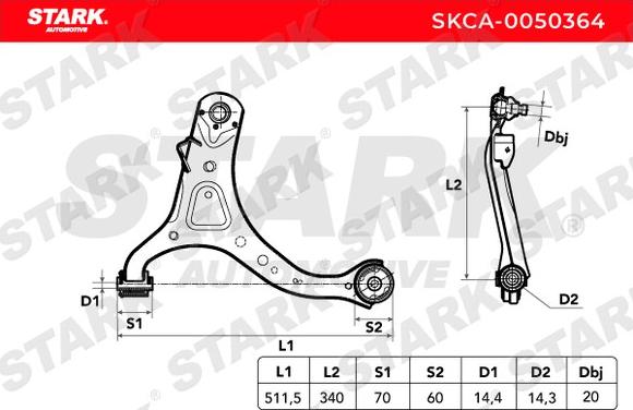 Stark SKCA-0050364 - Neatkarīgās balstiekārtas svira, Riteņa piekare adetalas.lv