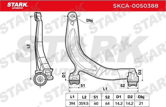 Stark SKCA-0050388 - Neatkarīgās balstiekārtas svira, Riteņa piekare adetalas.lv