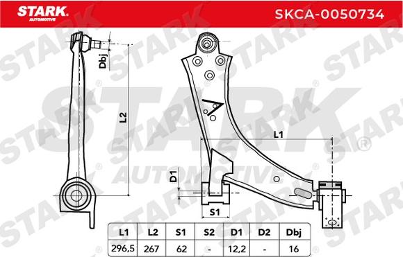 Stark SKCA-0050734 - Neatkarīgās balstiekārtas svira, Riteņa piekare adetalas.lv