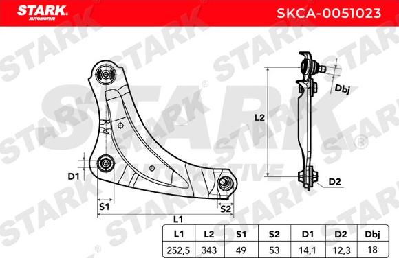 Stark SKCA-0051023 - Neatkarīgās balstiekārtas svira, Riteņa piekare adetalas.lv