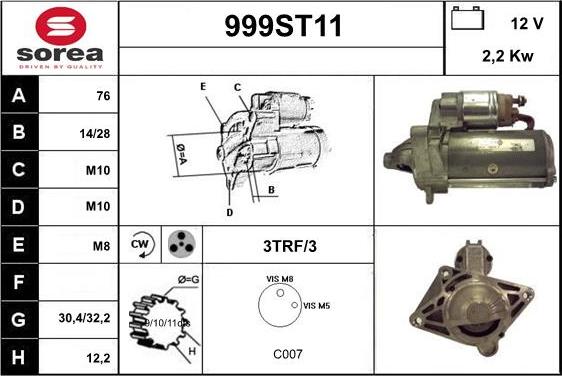 STARTCAR 999ST11 - Starteris adetalas.lv