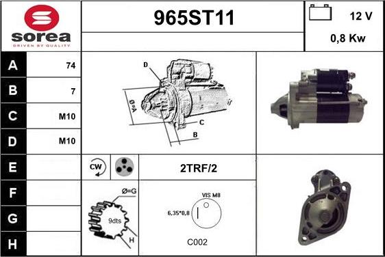 STARTCAR 965ST11 - Starteris adetalas.lv